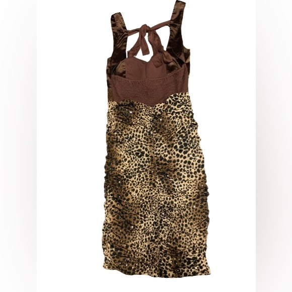 LULUMARI Brown and animal print pleated cocktail dress - Picture 5 of 5